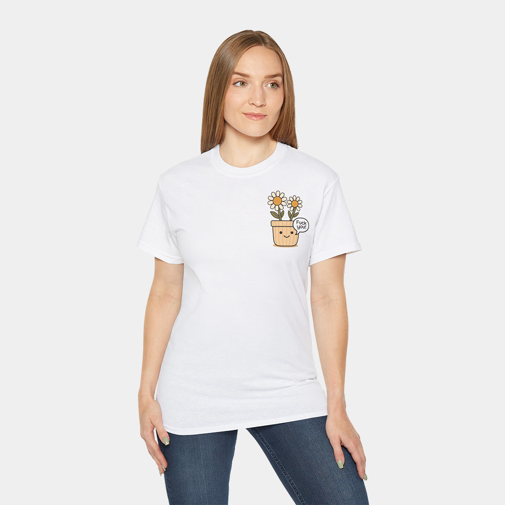 Sassy Flower Shirt – White Unisex Tee