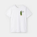 Saucy Cucumber T-Shirt – White Unisex Tee "I'm a cave explorer" - Pocket print